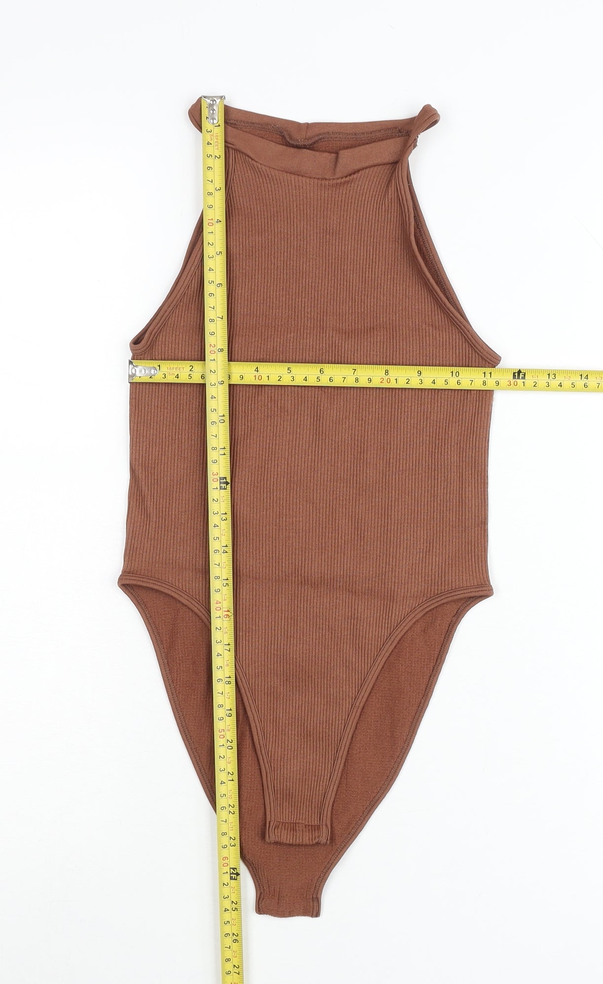 PrettyLittleThing Women Brown High Neck Sleeveless Bodysuit Size S