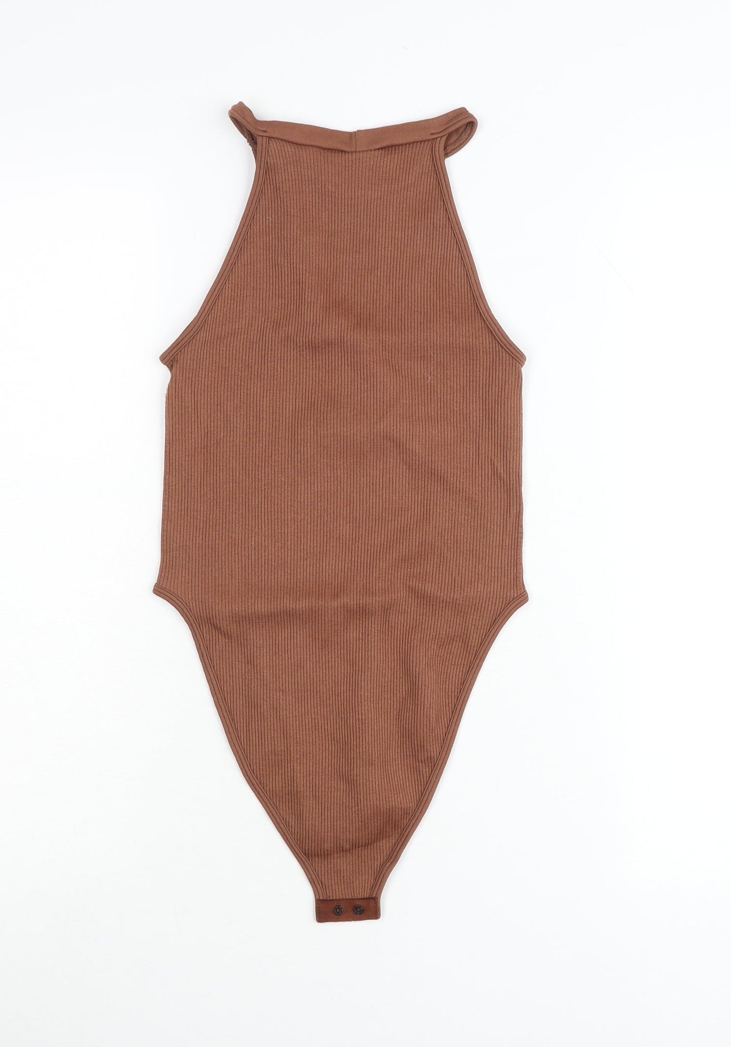 PrettyLittleThing Women Brown High Neck Sleeveless Bodysuit Size S