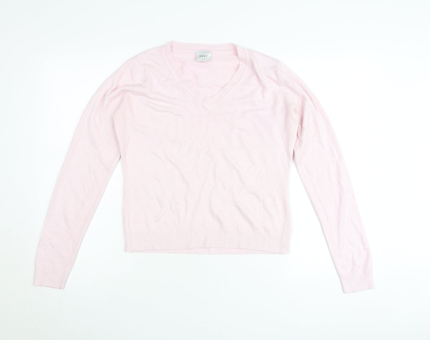 Next Womens Pink V-Neck Pullover Jumper Size 14 Acrylic Knit