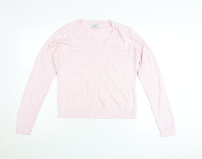 Next Womens Pink V-Neck Pullover Jumper Size 14 Acrylic Knit