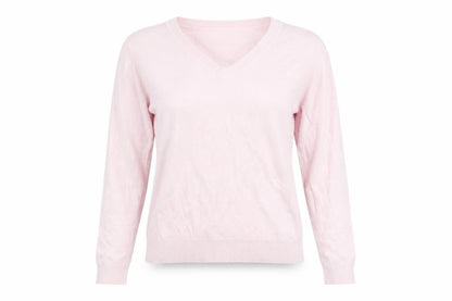 Next Womens Pink V-Neck Pullover Jumper Size 14 Acrylic Knit