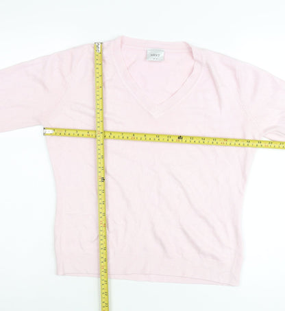 Next Womens Pink V-Neck Pullover Jumper Size 14 Acrylic Knit