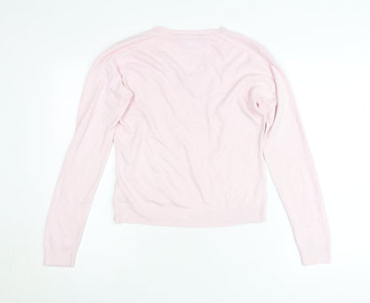 Next Womens Pink V-Neck Pullover Jumper Size 14 Acrylic Knit