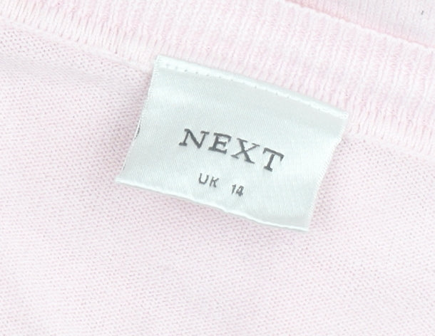 Next Womens Pink V-Neck Pullover Jumper Size 14 Acrylic Knit
