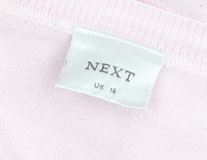 Next Womens Pink V-Neck Pullover Jumper Size 14 Acrylic Knit