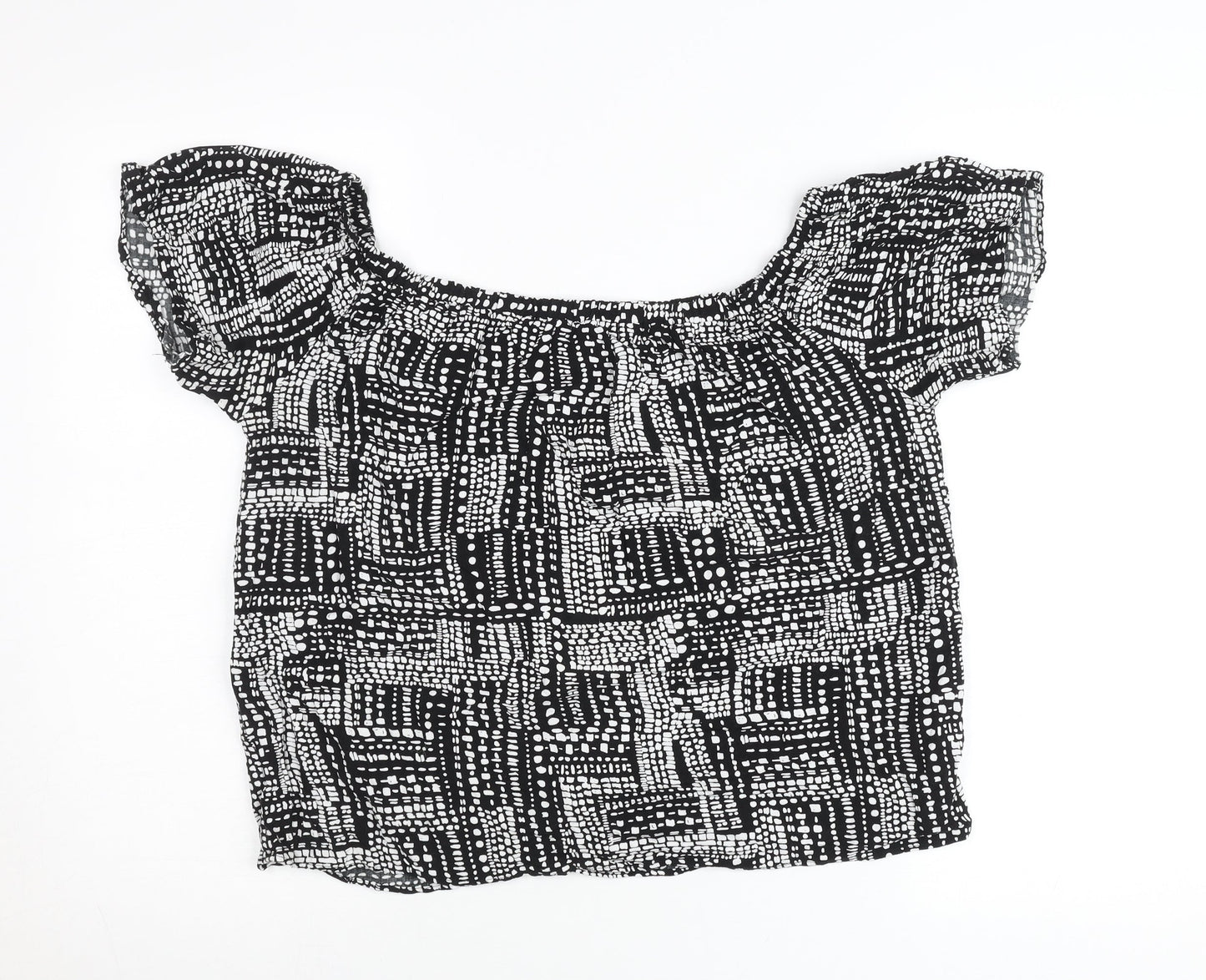 Papaya Women’s Black Geometric Off-Shoulder Blouse Size 16