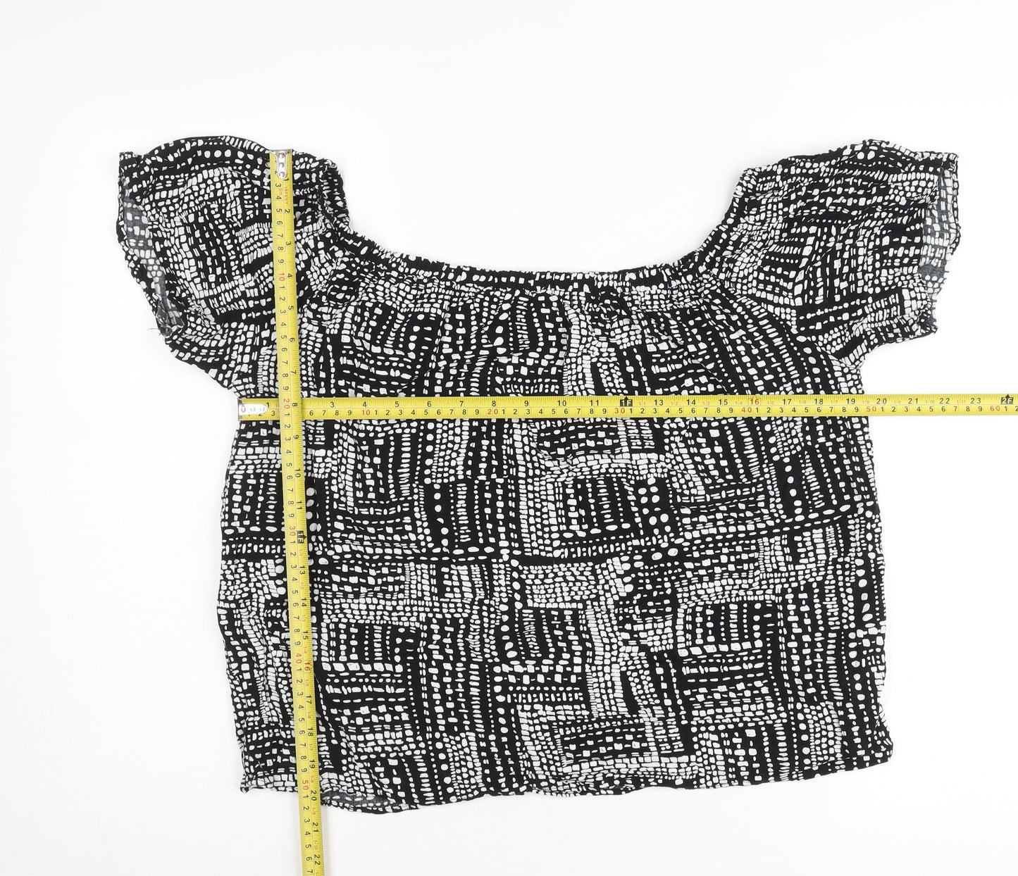 Papaya Women’s Black Geometric Off-Shoulder Blouse Size 16