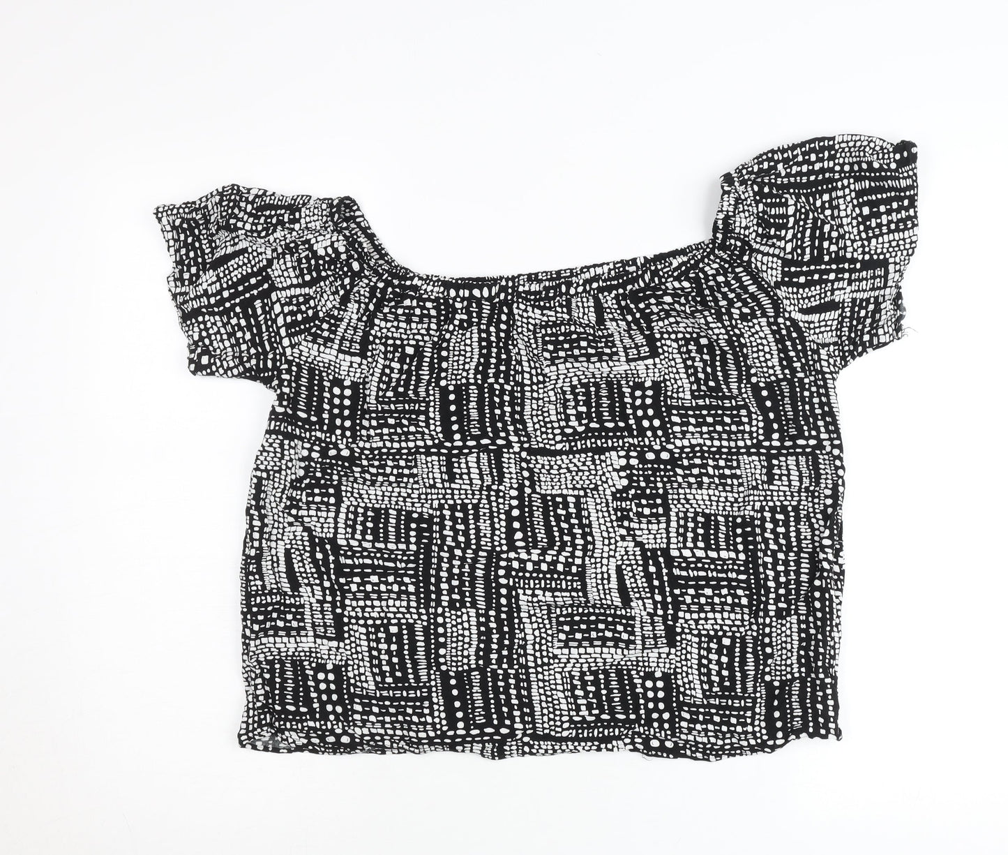 Papaya Women’s Black Geometric Off-Shoulder Blouse Size 16