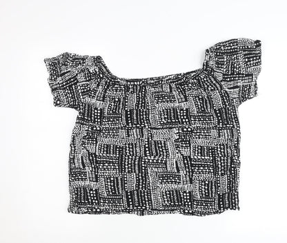 Papaya Women’s Black Geometric Off-Shoulder Blouse Size 16