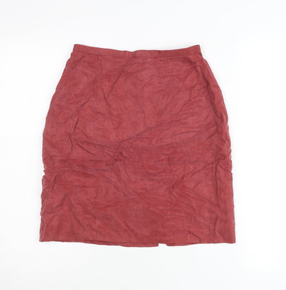Monsoon Womens Red Size 10 Pencil Skirt Linen Blend Workwear