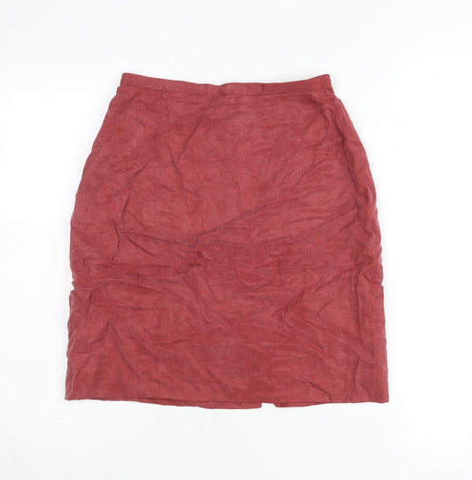 Monsoon Womens Red Size 10 Pencil Skirt Linen Blend Workwear