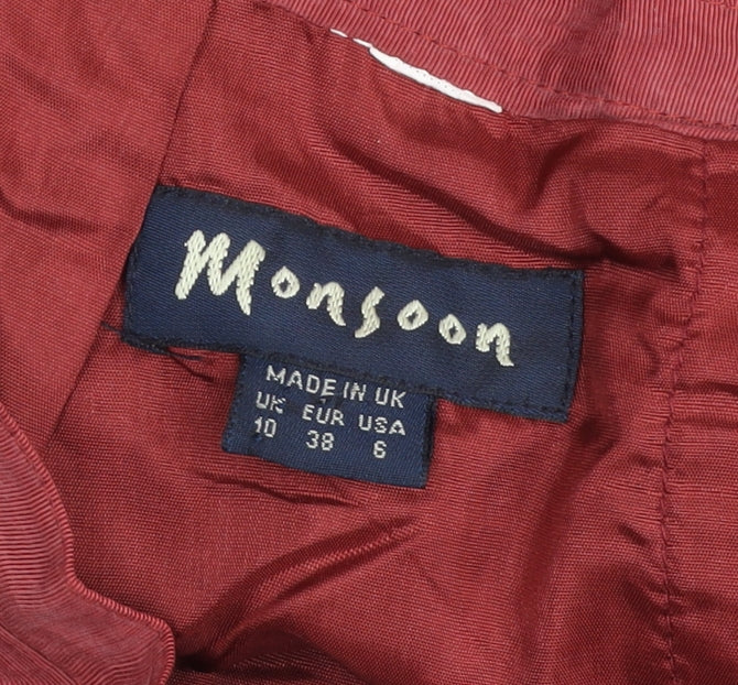 Monsoon Womens Red Size 10 Pencil Skirt Linen Blend Workwear