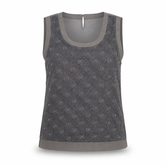 Next Women Grey Beaded Sleeveless Scoop Neck Tank Top Size 12