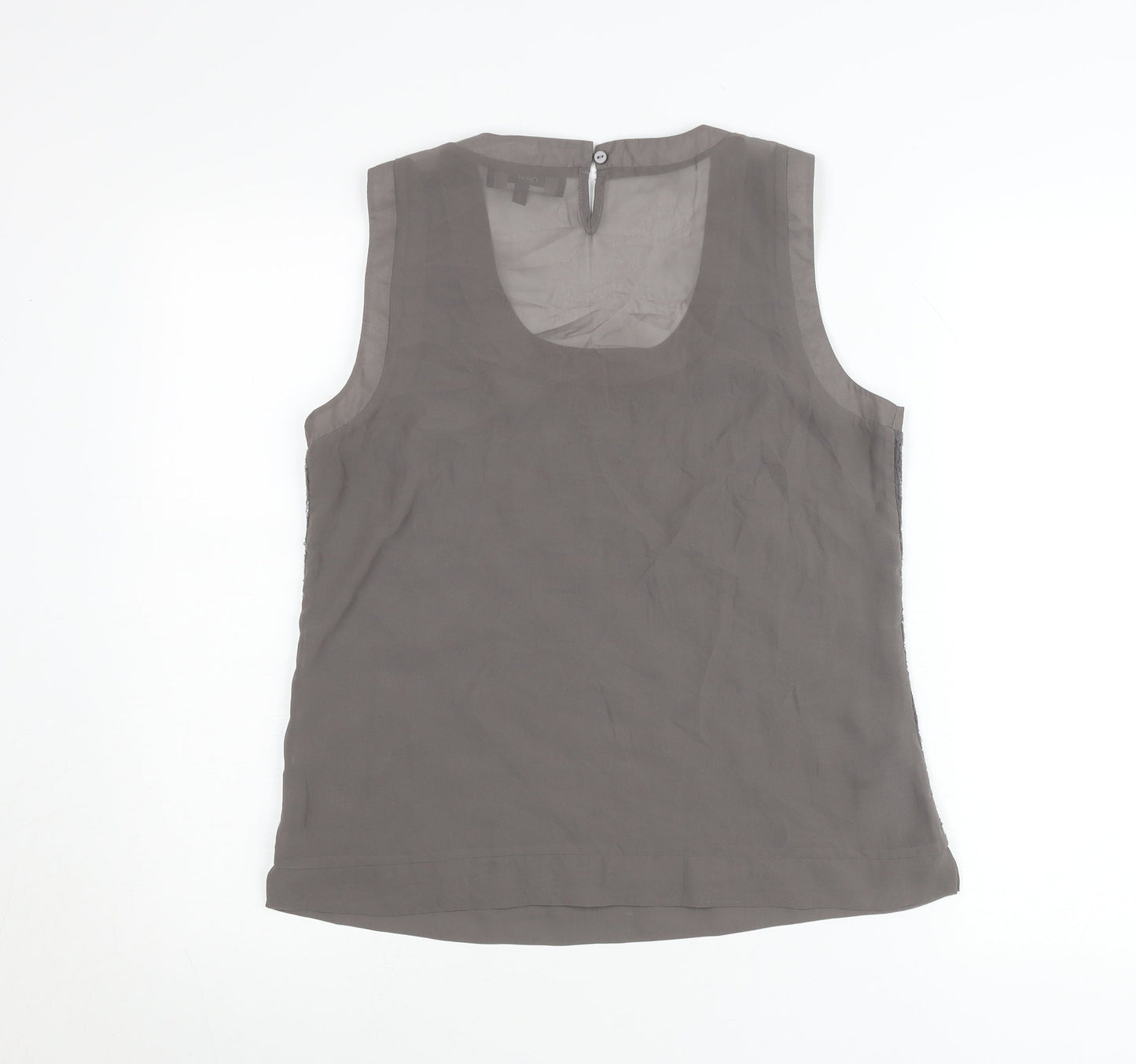 Next Women Grey Beaded Sleeveless Scoop Neck Tank Top Size 12