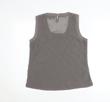 Next Women Grey Beaded Sleeveless Scoop Neck Tank Top Size 12