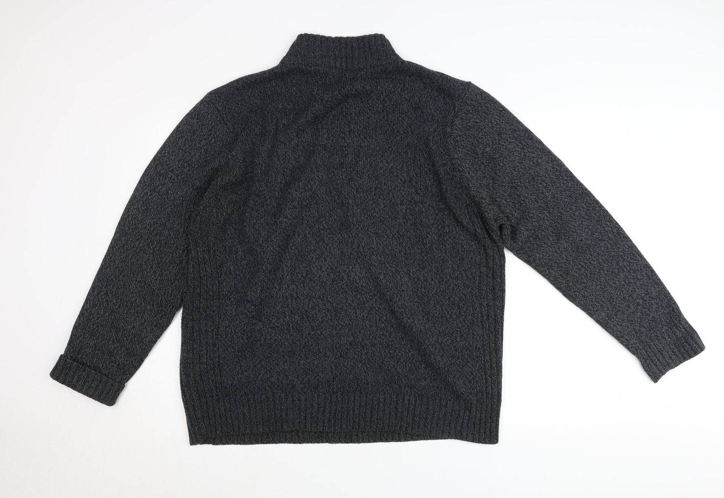 TU Mens Grey 2XL Henley Jumper High Neck Knit Long Sleeve