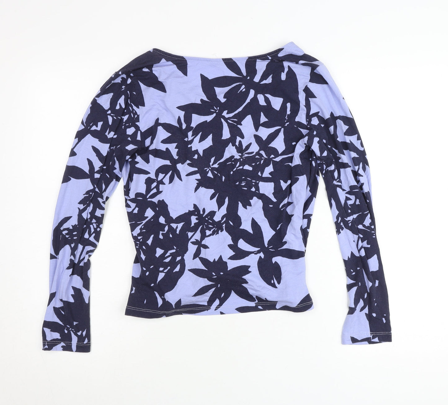 Artigiano Women’s Blue Floral Wrap Blouse Size 12 Viscose Jersey