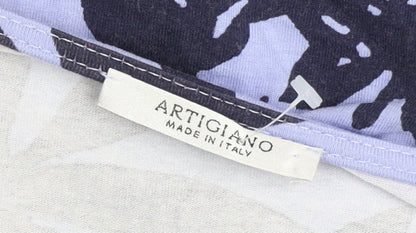 Artigiano Women’s Blue Floral Wrap Blouse Size 12 Viscose Jersey