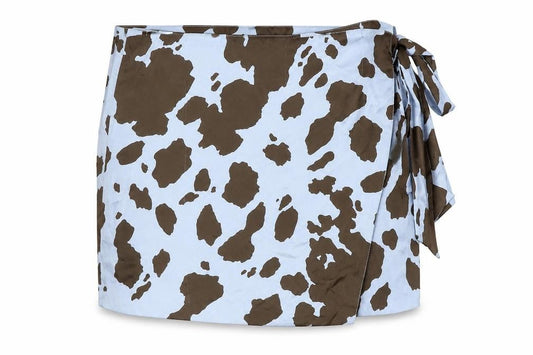 ASOS DESIGN Womens Blue Brown Animal Print Wrap Skirt Size 16