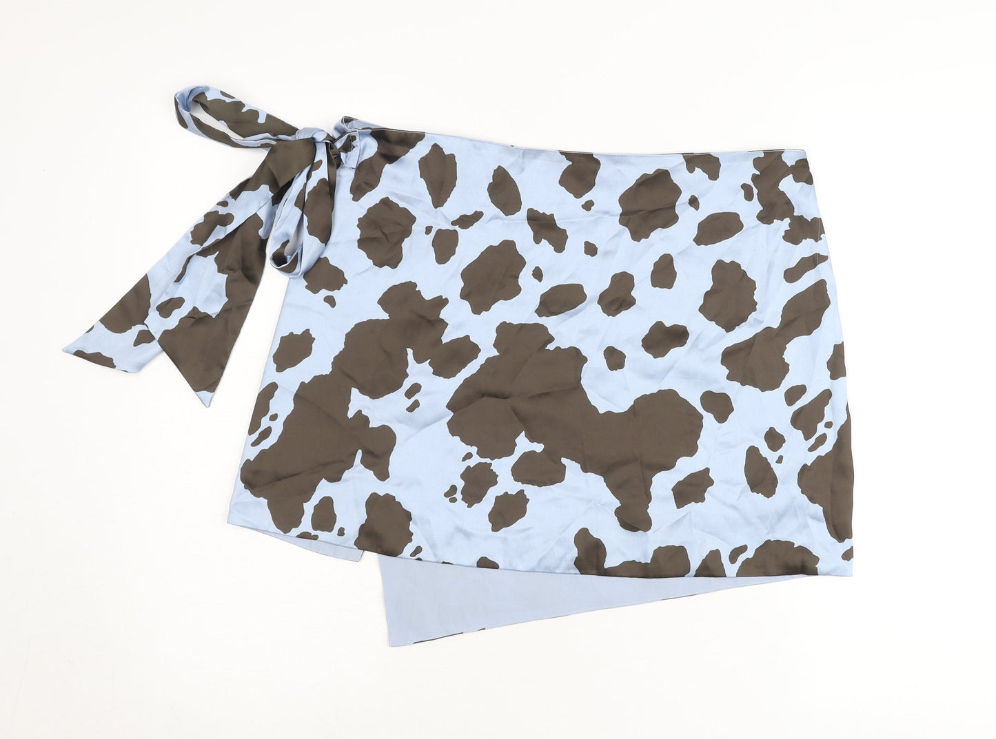 ASOS DESIGN Womens Blue Brown Animal Print Wrap Skirt Size 16