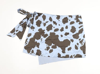 ASOS DESIGN Womens Blue Brown Animal Print Wrap Skirt Size 16