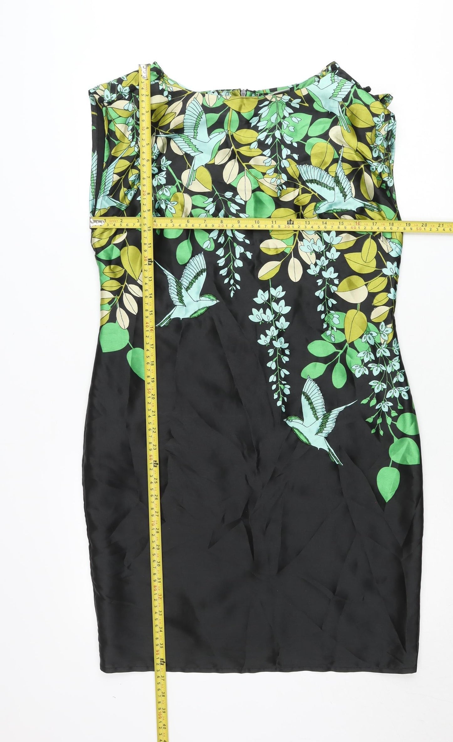 Wallis Womens Black Floral Sheath Dress Size 12 Sleeveless Workwear