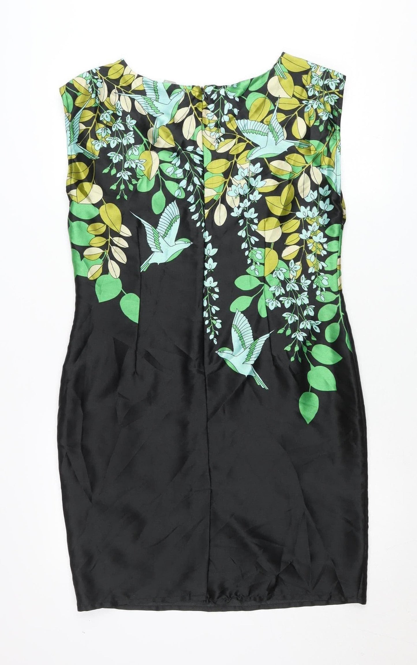 Wallis Womens Black Floral Sheath Dress Size 12 Sleeveless Workwear