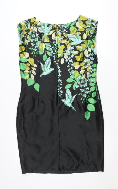 Wallis Womens Black Floral Sheath Dress Size 12 Sleeveless Workwear