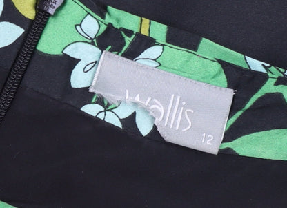 Wallis Womens Black Floral Sheath Dress Size 12 Sleeveless Workwear