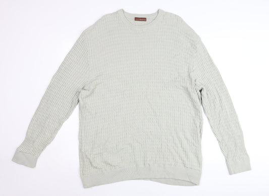 Marks and Spencer Men’s Grey 2XL Crew Neck Cable Knit Pullover Jumper