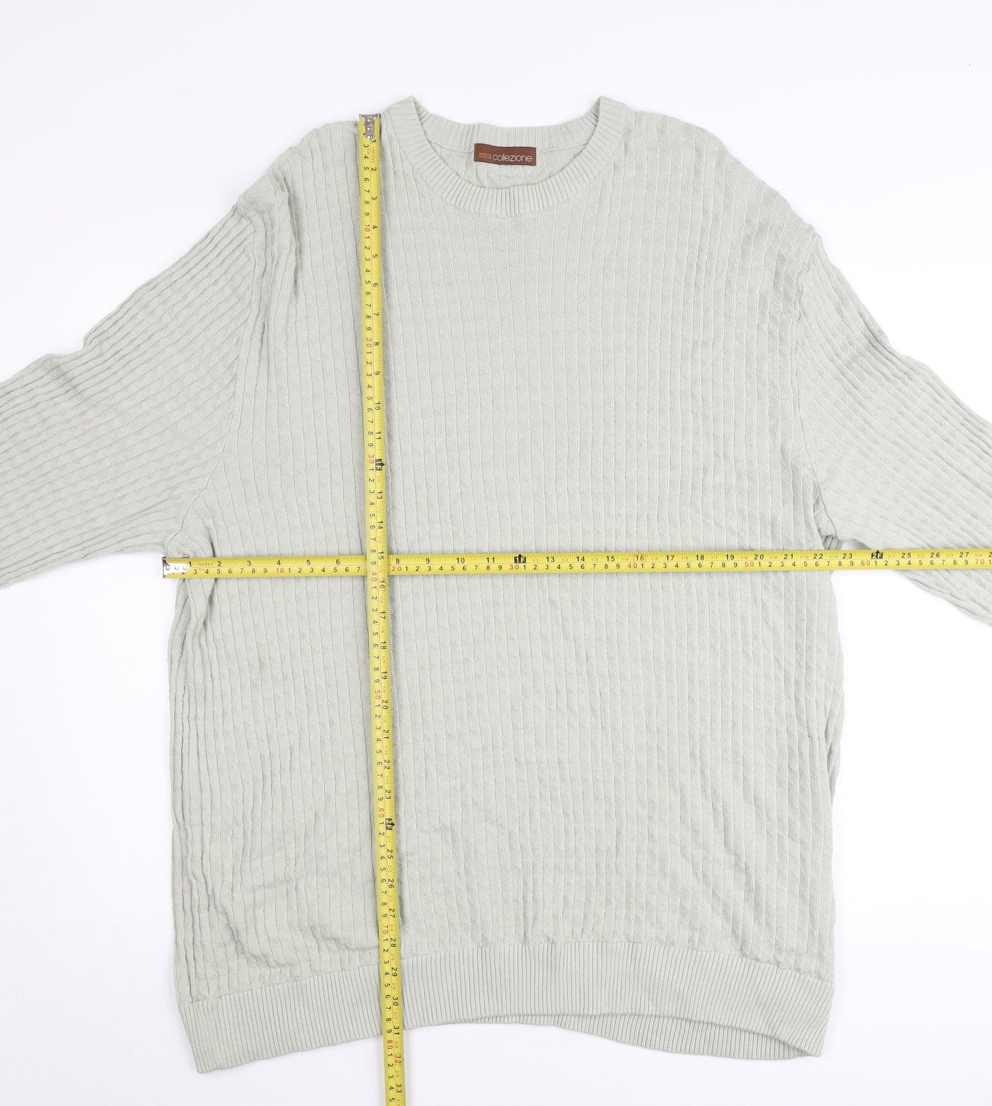 Marks and Spencer Men’s Grey 2XL Crew Neck Cable Knit Pullover Jumper