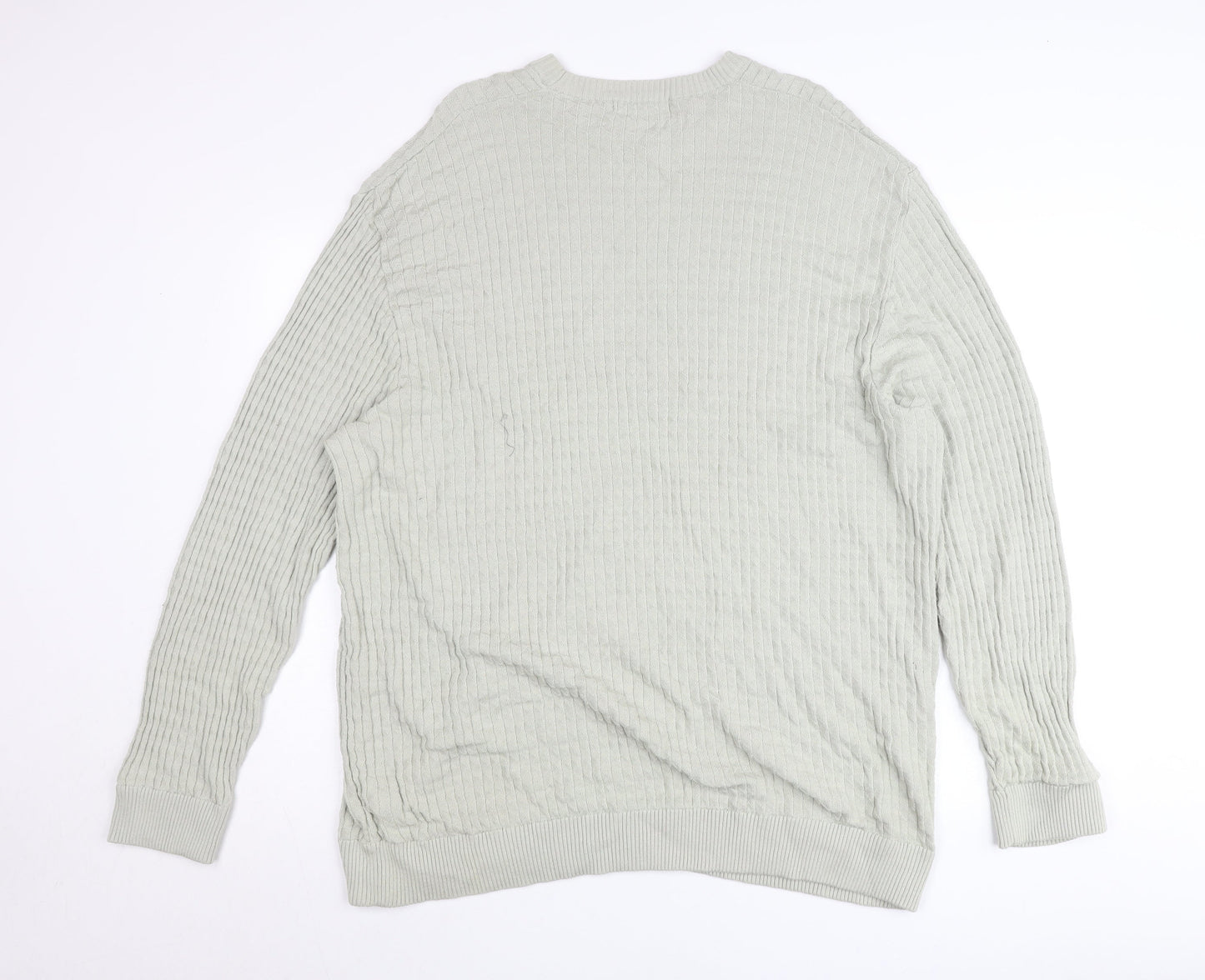 Marks and Spencer Men’s Grey 2XL Crew Neck Cable Knit Pullover Jumper