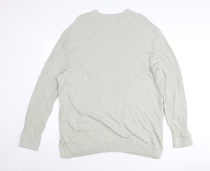 Marks and Spencer Men’s Grey 2XL Crew Neck Cable Knit Pullover Jumper