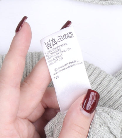 Marks and Spencer Men’s Grey 2XL Crew Neck Cable Knit Pullover Jumper