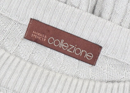 Marks and Spencer Men’s Grey 2XL Crew Neck Cable Knit Pullover Jumper