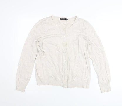 Encuentro Womens Beige Cardigan L Viscose Blend Knit Casual