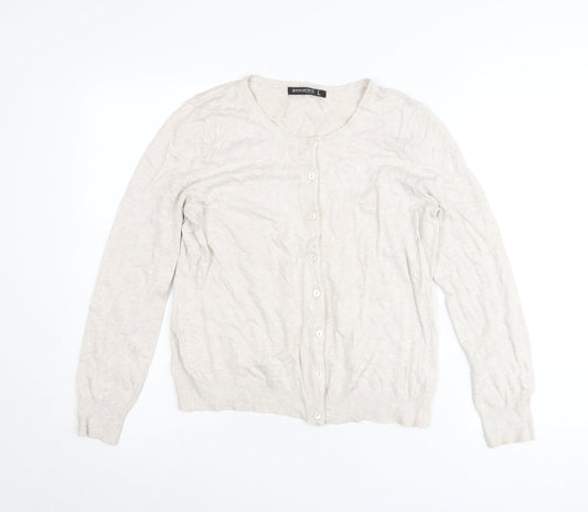 Encuentro Womens Beige Cardigan L Viscose Blend Knit Casual
