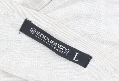 Encuentro Womens Beige Cardigan L Viscose Blend Knit Casual