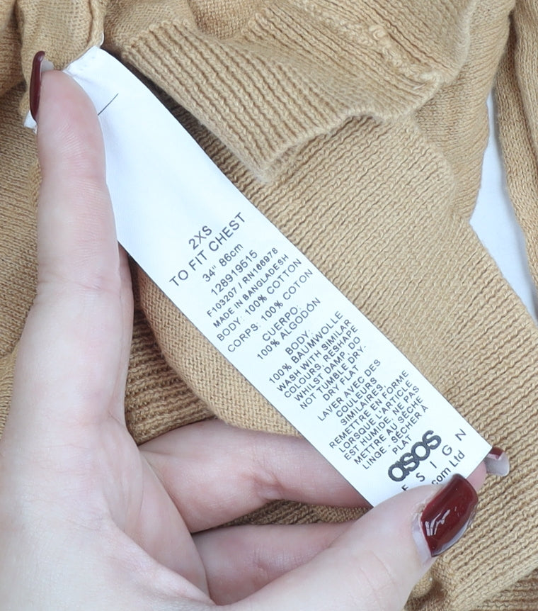 ASOS Women’s Beige Cotton Mock Neck Pullover Jumper 2XS