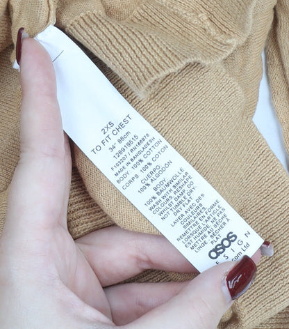 ASOS Women’s Beige Cotton Mock Neck Pullover Jumper 2XS
