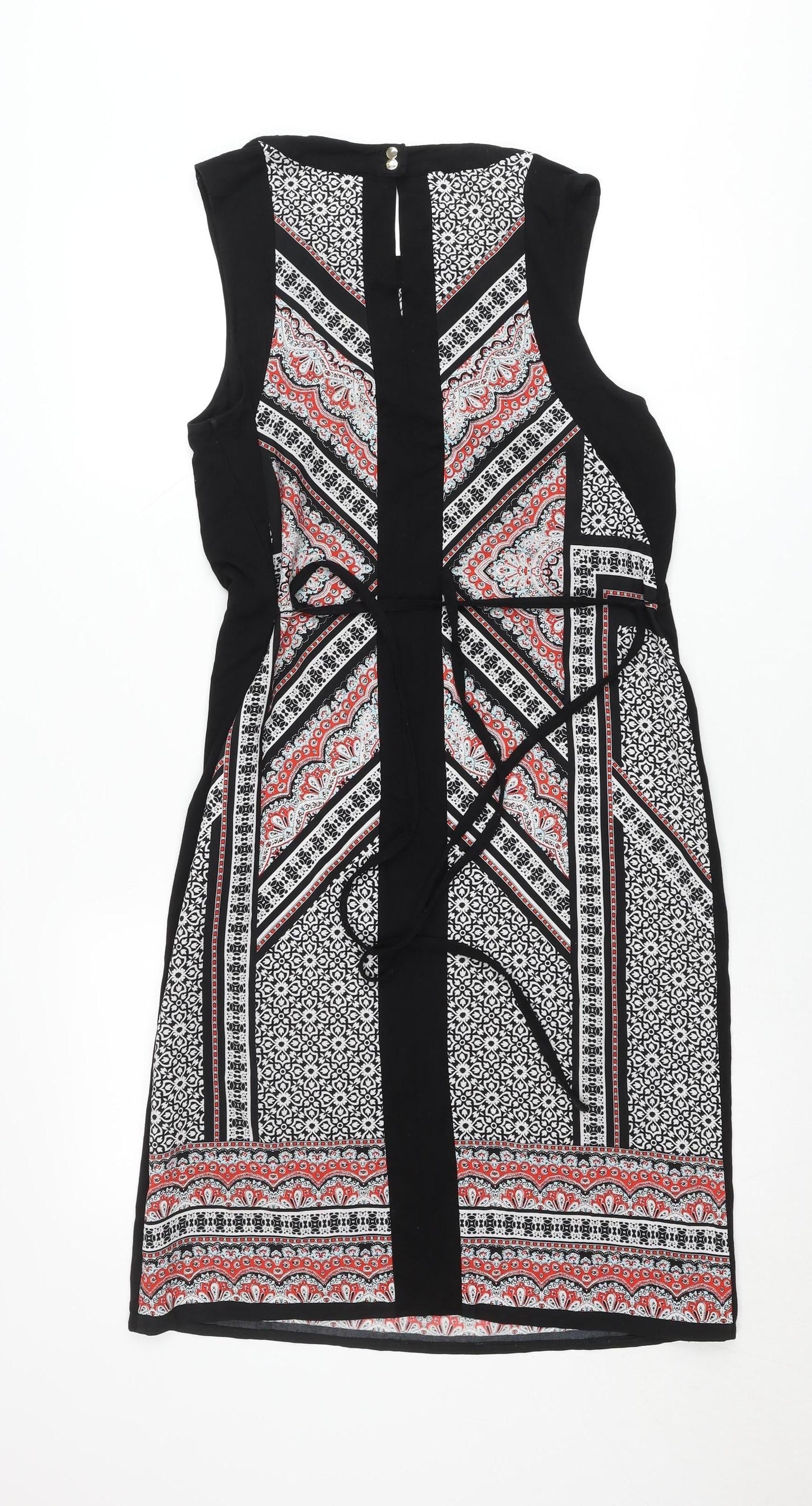 Oasis Womens Black White Red Geometric Sheath Dress Size S