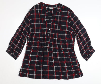 Damart Women’s Multicoloured L Shirt Dress 3/4 Sleeve Check Viscose