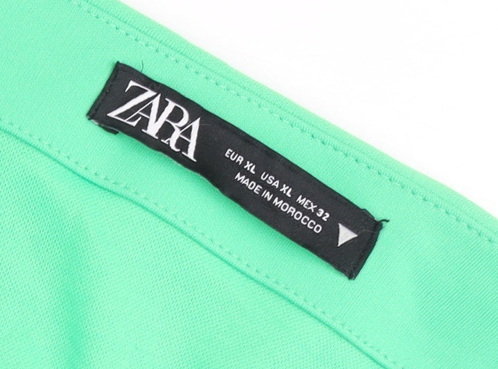 Zara Women’s Green Ruched Jersey Short Skirt Size XL