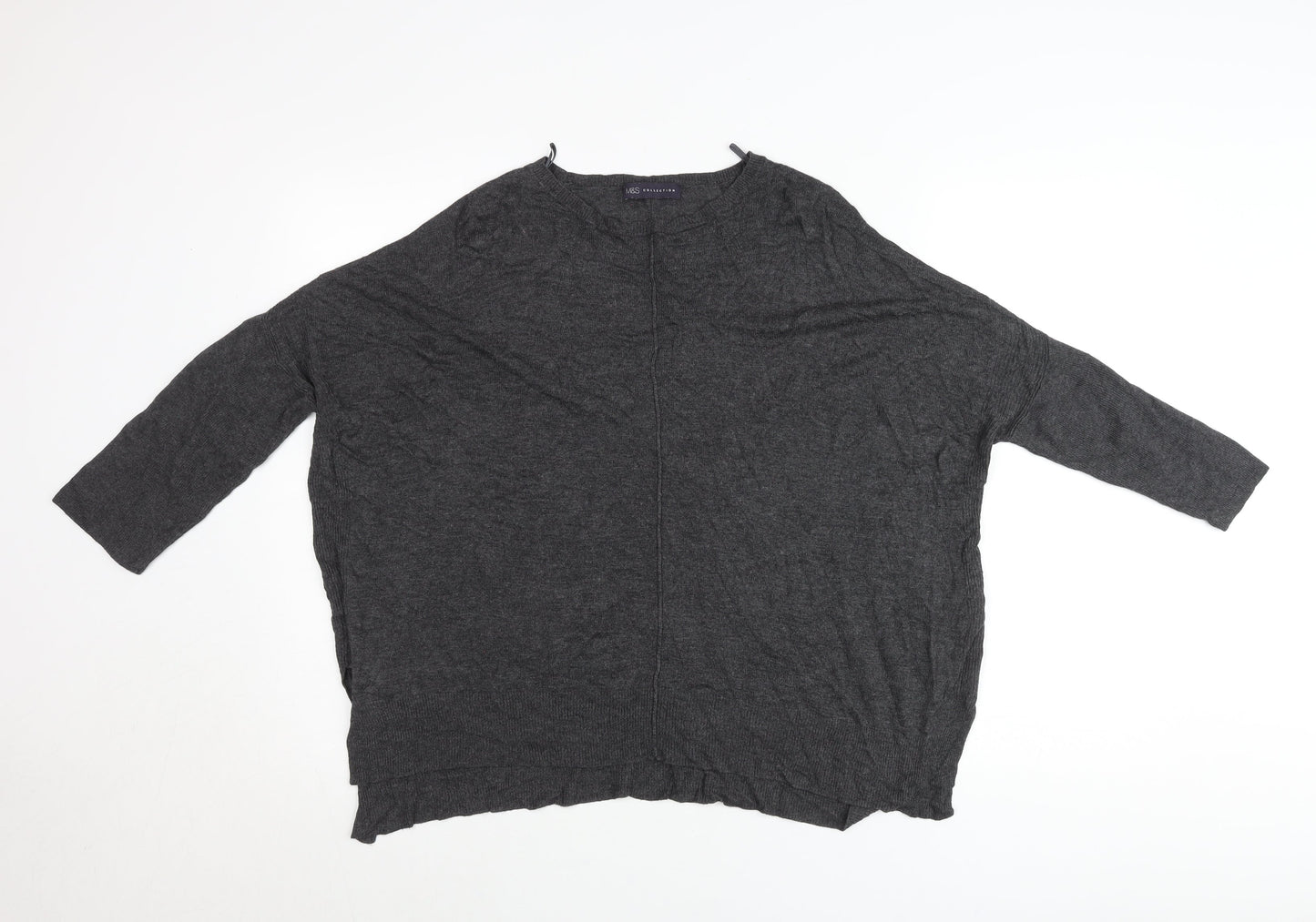 Marks and Spencer Womens Grey Size 12 Relaxed Viscose Jumper