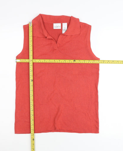 Villager Liz Claiborne Womens Red Sleeveless Polo Knit Top M