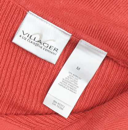 Villager Liz Claiborne Womens Red Sleeveless Polo Knit Top M