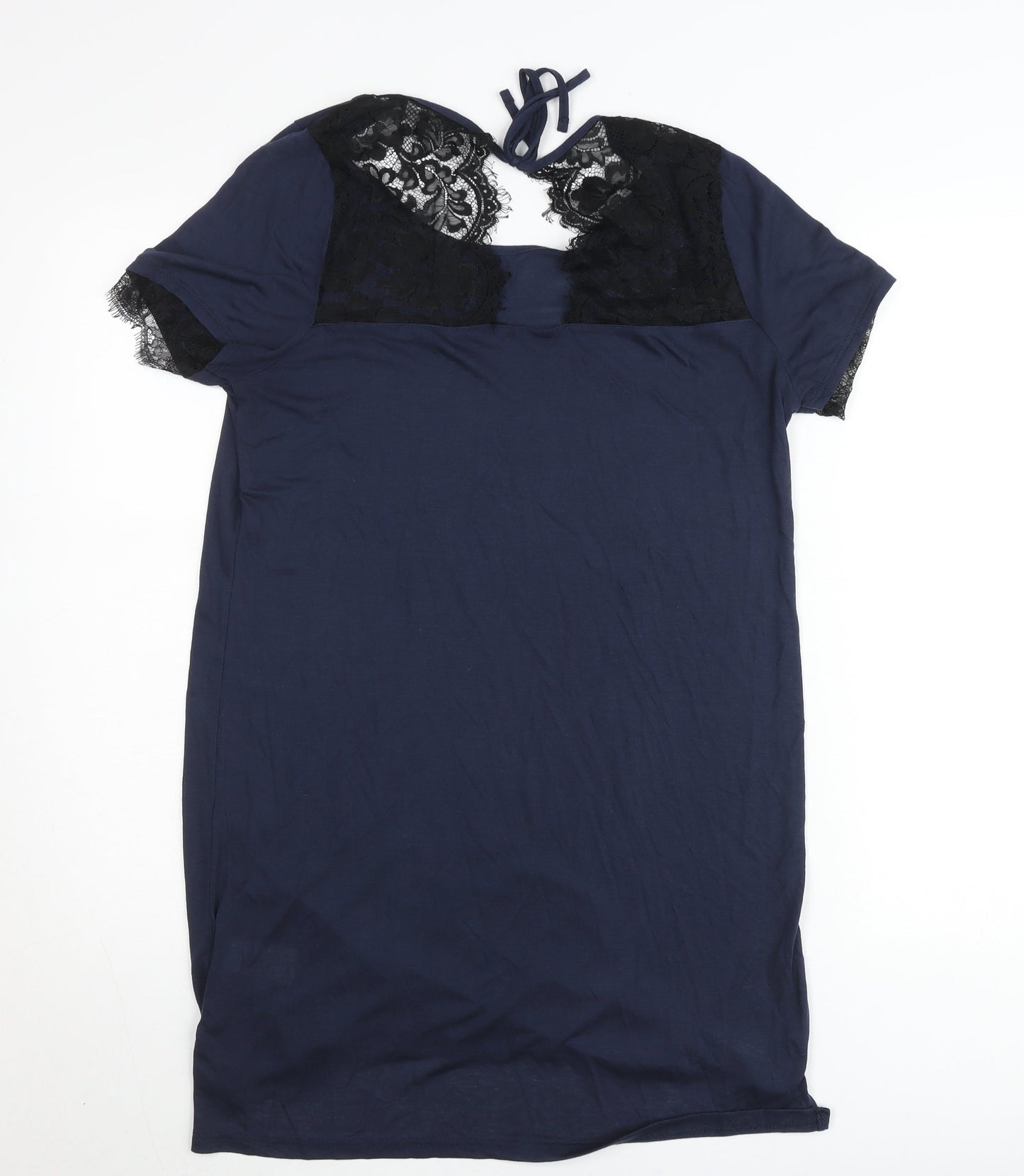 Next Women’s Blue Lace Trim Short Sleeve T-Shirt Size 12