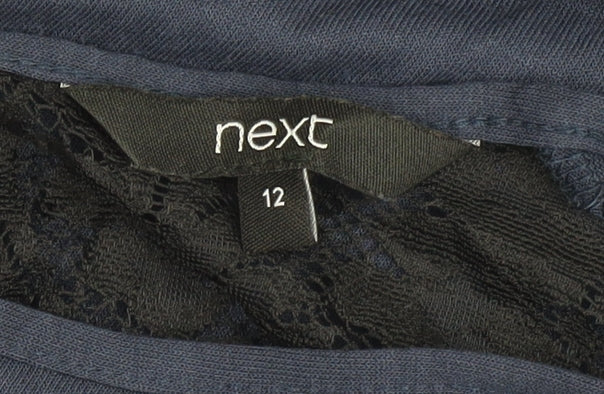 Next Women’s Blue Lace Trim Short Sleeve T-Shirt Size 12