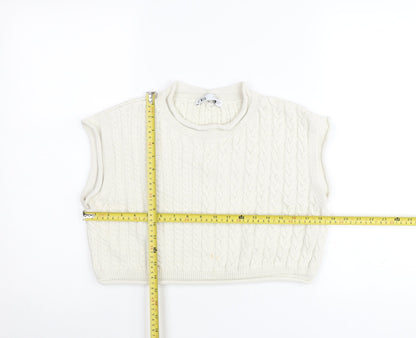 Zara Women’s Ivory Cable-Knit Sleeveless Vest Jumper Size 12