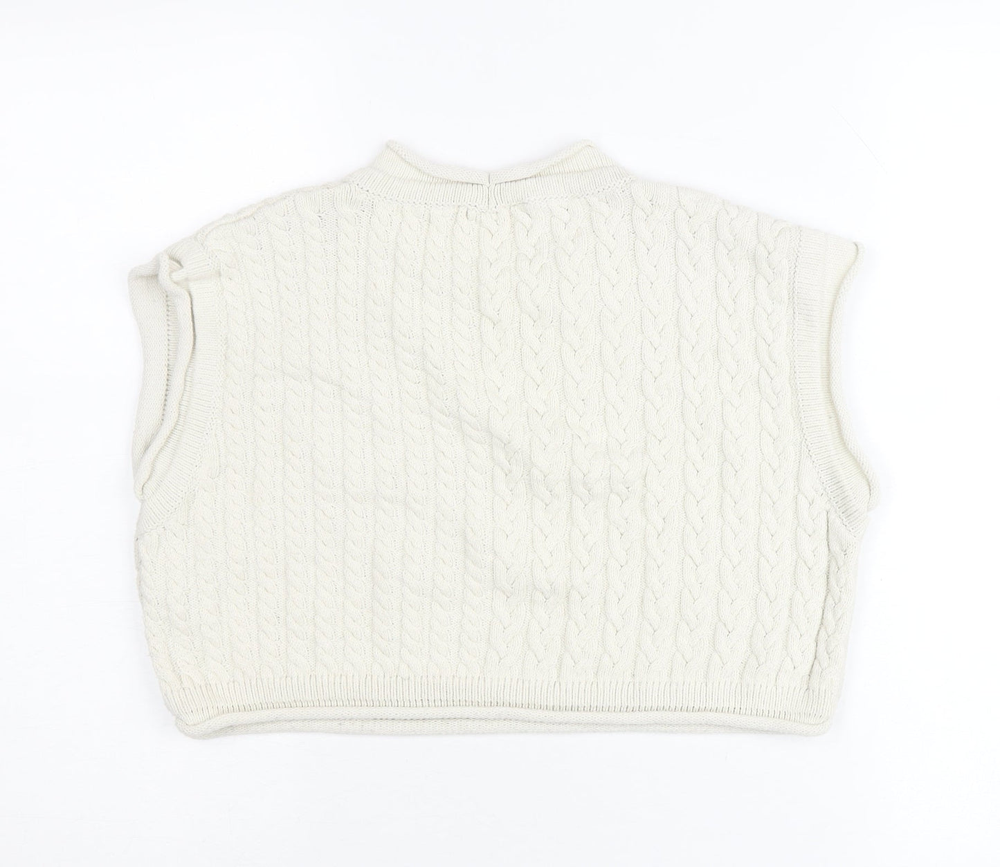 Zara Women’s Ivory Cable-Knit Sleeveless Vest Jumper Size 12
